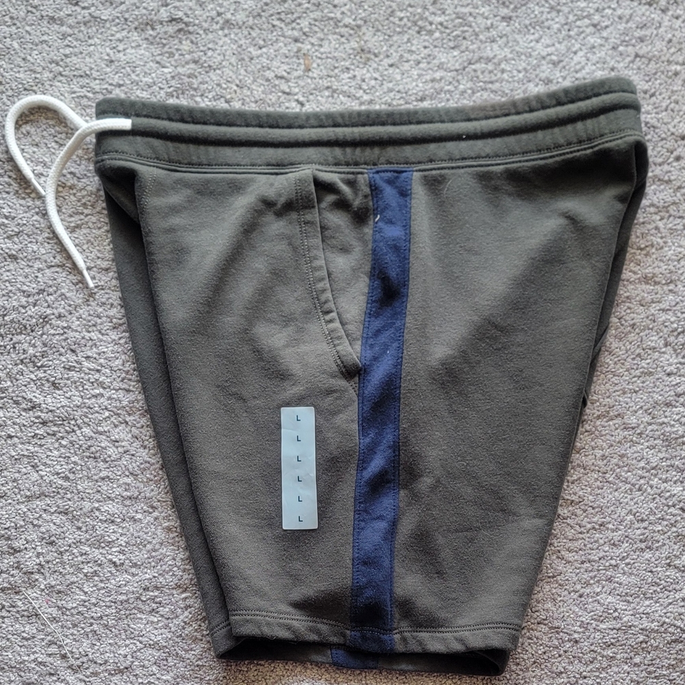 Casual Green Shorts with Blue Stripe